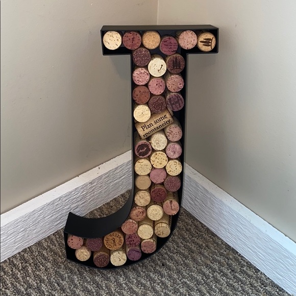 Large black hanging wine cork holder letter J - Picture 2 of 3